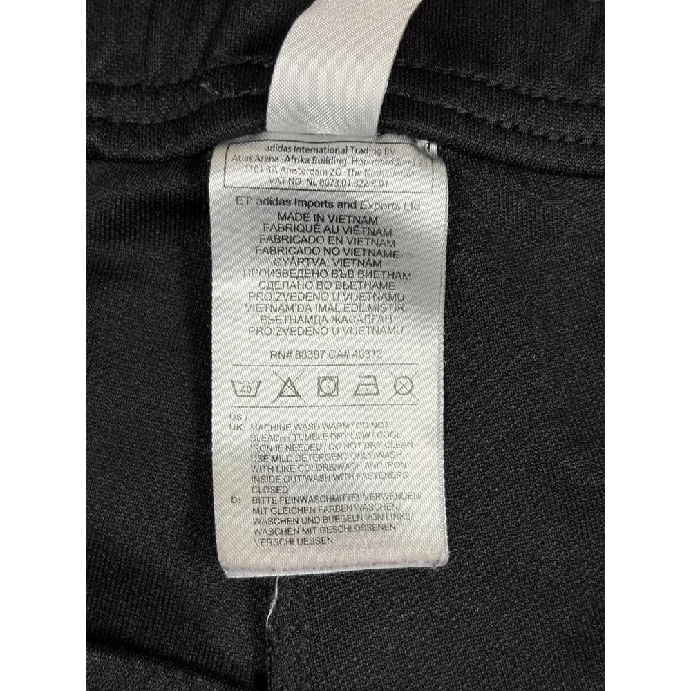 Adidas Track Pants Mens Medium Black White 3-Stripe Athletic Tapered Joggers